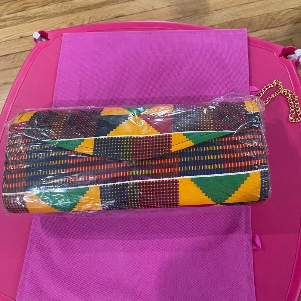 Kente cloth clutch handbag